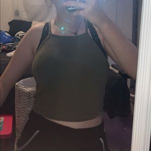 H&M olive green crop top